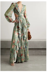 Robe patchwork à volants et découpes Stefanie
